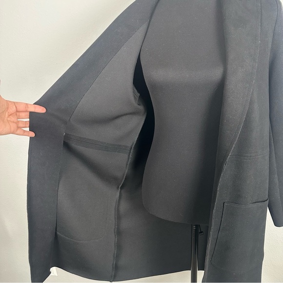 Rielle Open Front Jacket Women Medium Black Faux Suede Stretch Classy Minimalist - Picture 5 of 12